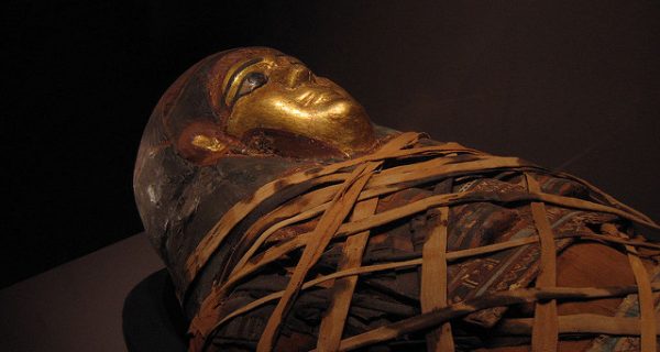 Mummy inside sarcophagus